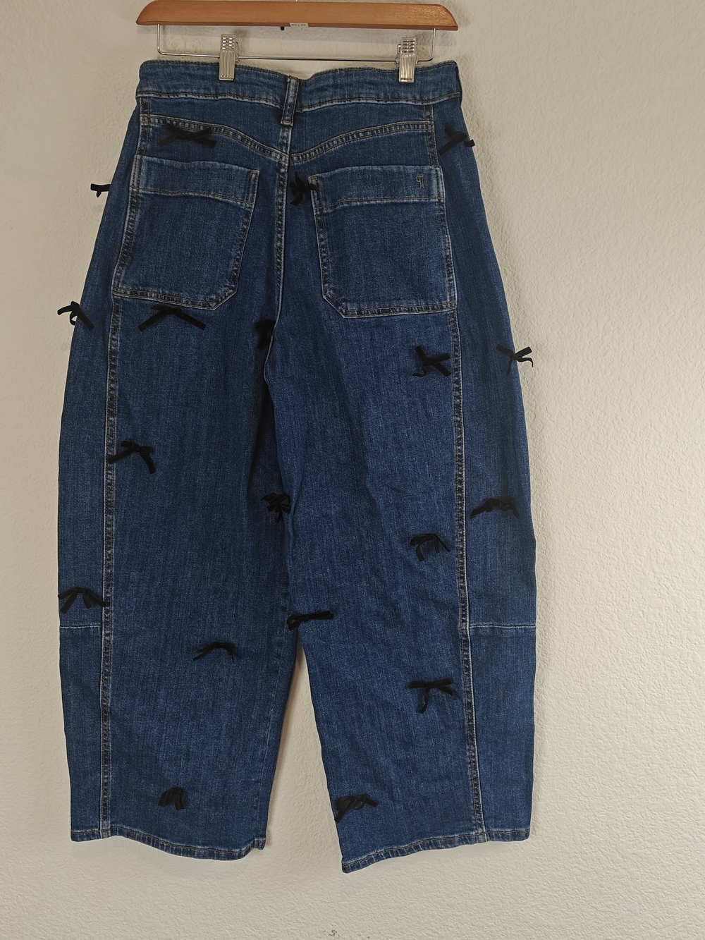 Anthropologie Pilcro Kenna Bow Barrel Jeans Cropped Mid Rise Heritage Denim 28 - Picture 10 of 13